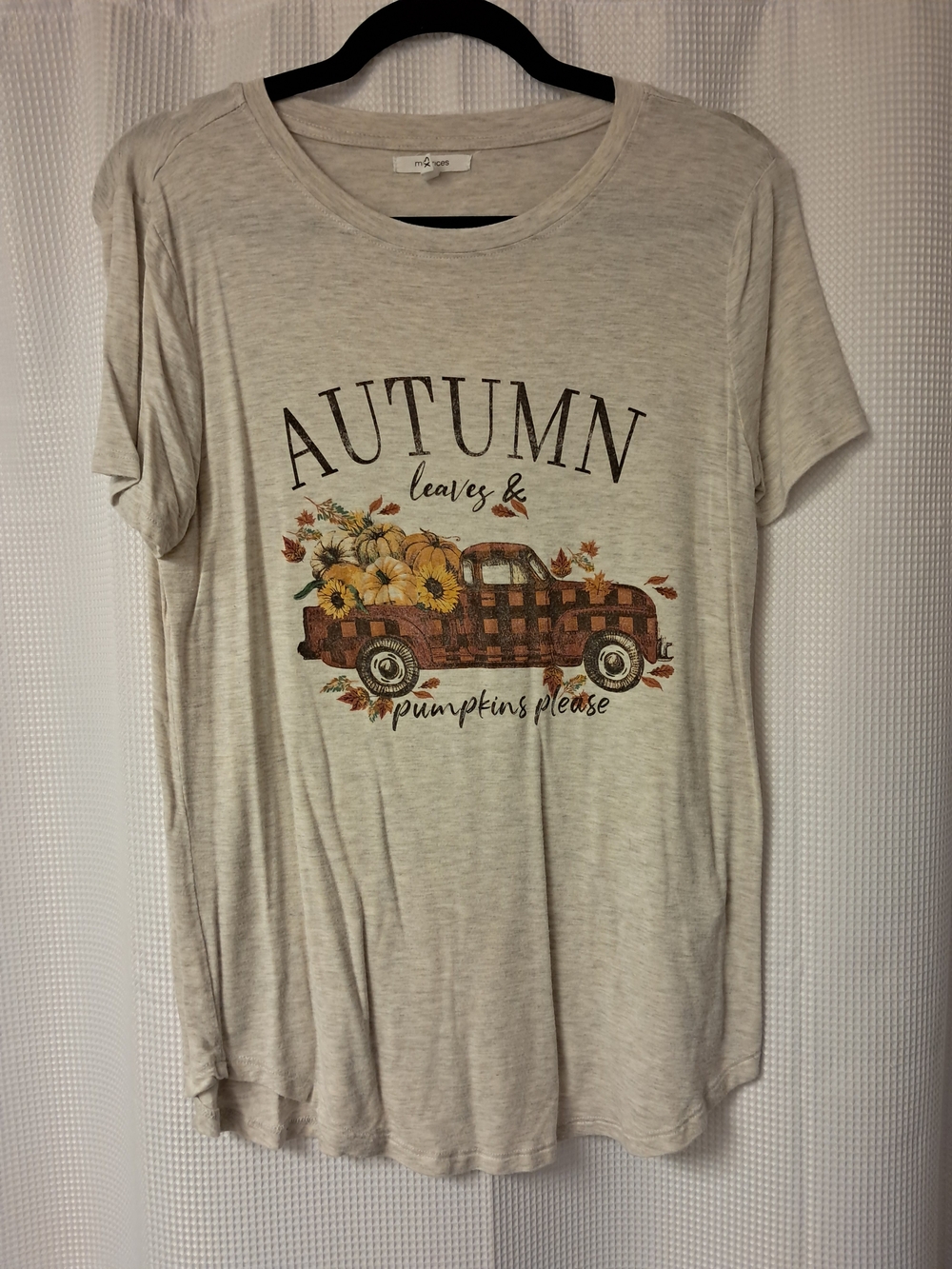 Maurices Cream Short Sleeve Tee with Autumn Truck Graphic